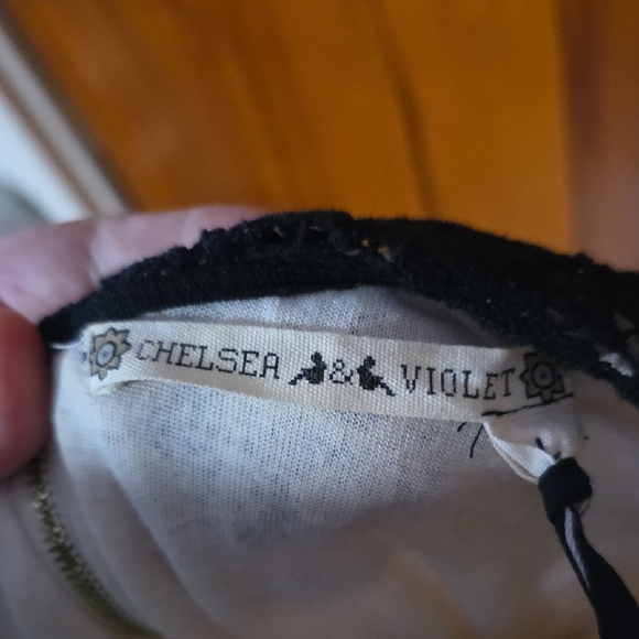 Chelsea & Violet Cream Lace Dress with Black Collar - Picture 2 of 5